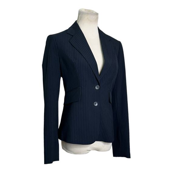 The Limited black pinstriped long sleeves 2 buttoned lined blazer size 0 - Picture 8 of 12